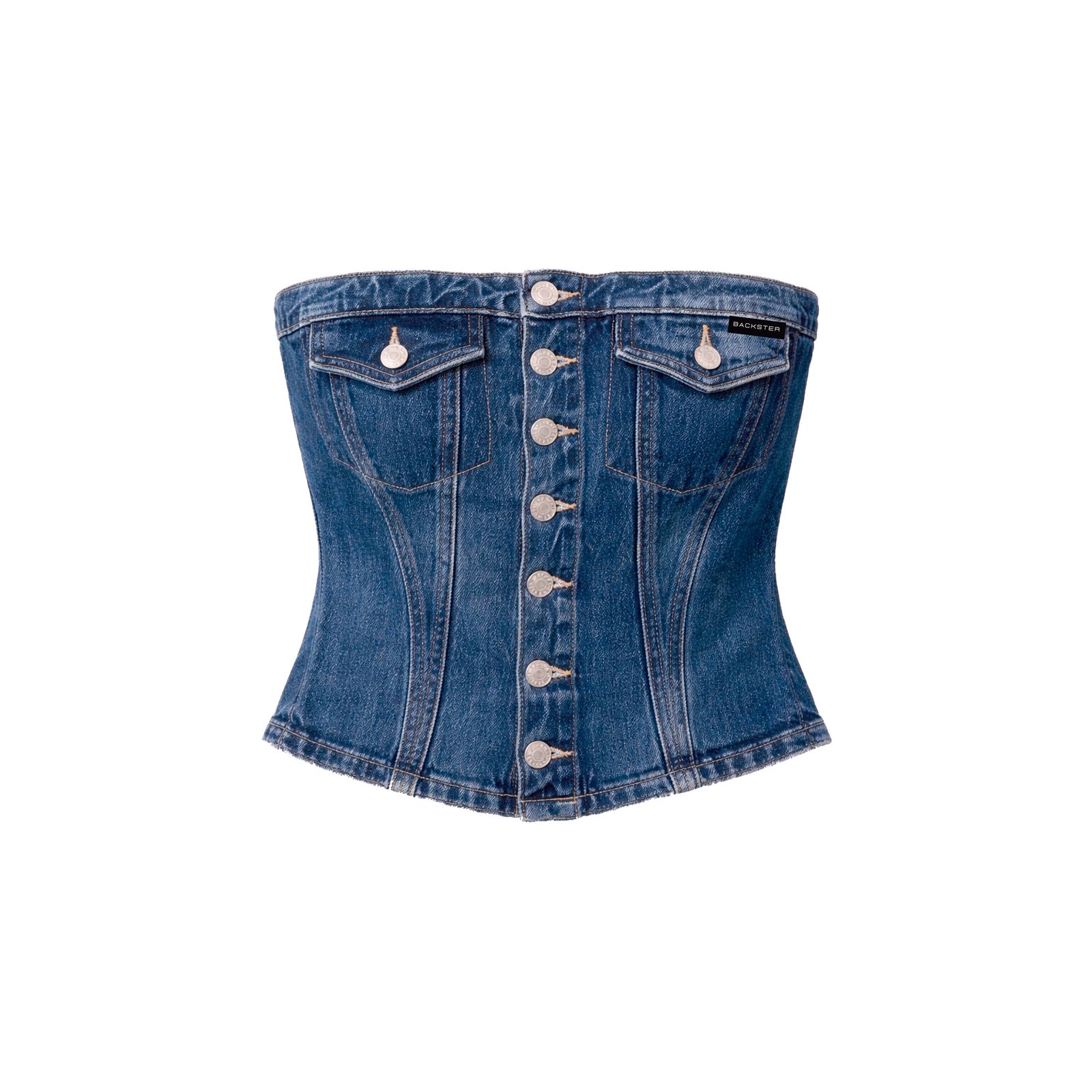 Corset jean strapless con botones | Backster